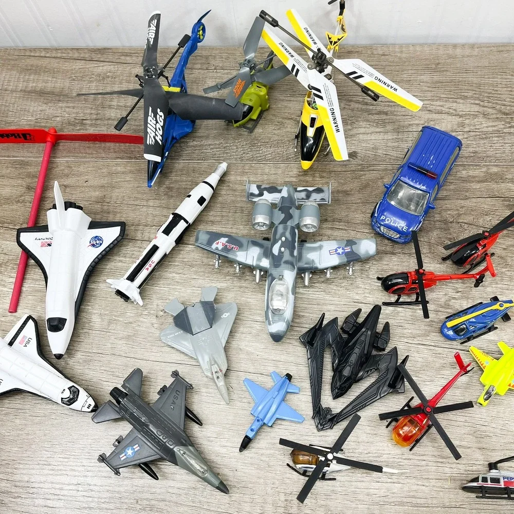 Toy Aircraft Lot Air Hogs NASA Space Shuttle USAF Jets Helicopters Police Van